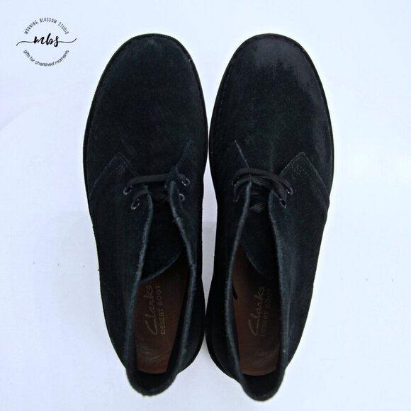 Clarks Bushacre Suede Chukka Desert Boots Black Men 8.5 - Picture 11 of 14